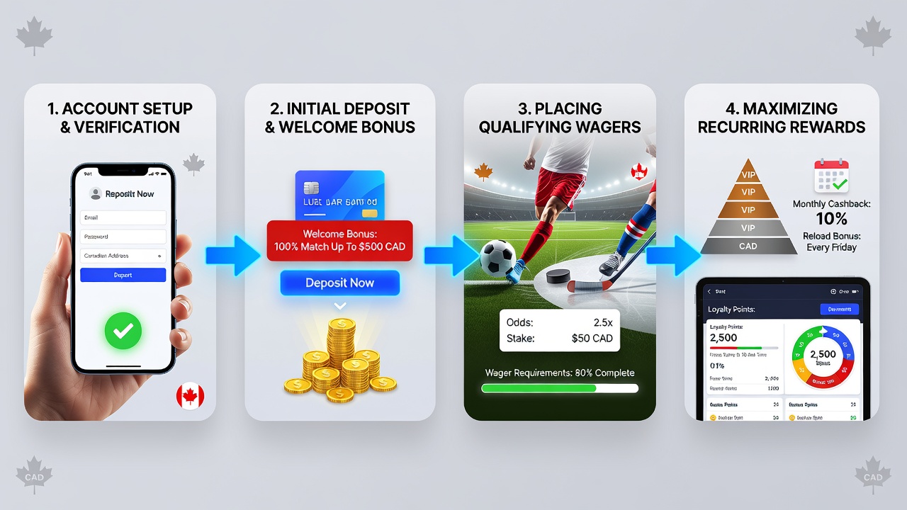 Dashboard view showing loyalty points accumulation and recurring reward redemption options on a Canadian betting site